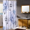 thumbnail image 2 of Cute Watercolor Floral Shower Curtain Sets,Blue Botanical Leaves Bathroom Curtains,Modern Minimalist White Bath Curtain, Waterproof Fabric with 12 Hooks 72x72 Inches, 2 of 6