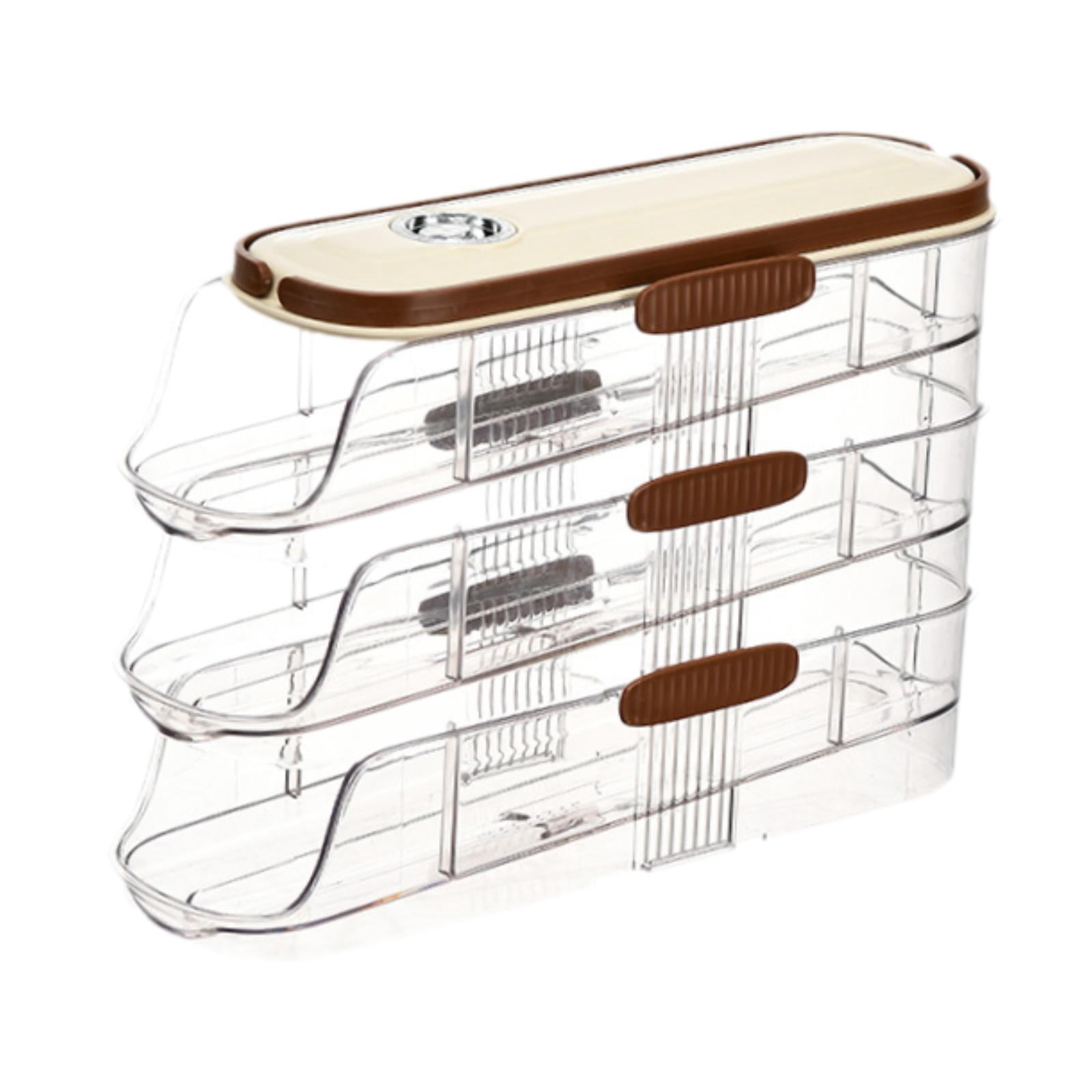Fiocias Egg Holder for Fridge Rolling Eggs Dispenser Large Capacity Egg Rack Storage Box 3 Tier