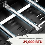 Royal Gourmet GB3000H 28-Inch 3-Burner Gas Griddle in Black, Griddle with Collapsible Side Shelves, 39,000 BTU