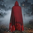 thumbnail image 6 of Robe Distressed Fringe, Halloween Costume, Ghost Cloak, Tattered Grim Reaper, Tattered Grim Reaper Cloak Hooded Gauze Robe Distressed Fringe Halloween Costume for Spooky Season, 6 of 7
