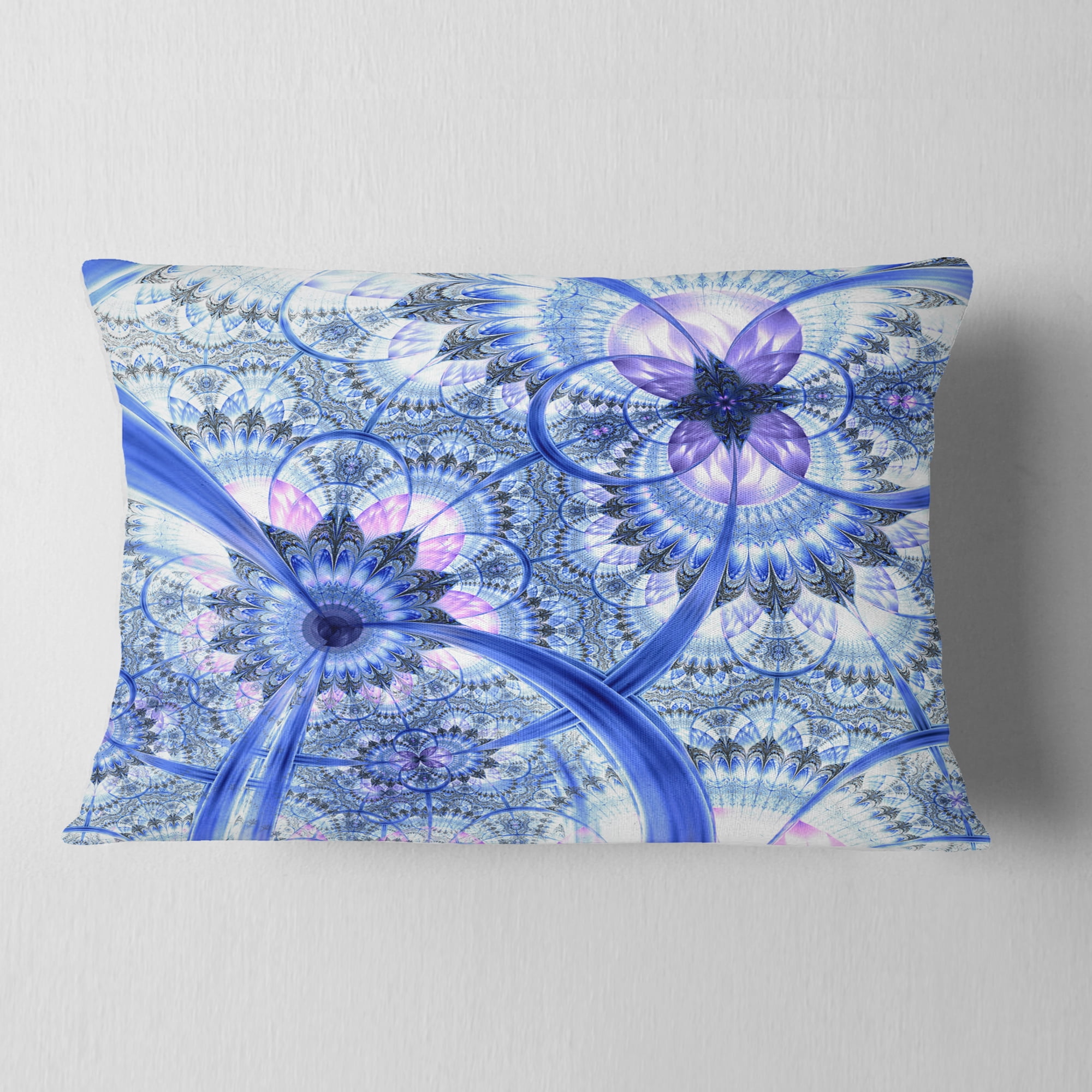 Designart 12" x 20" Blue Polyester Throw Pillow