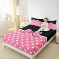 thumbnail image 4 of jejeloiu Kawaii Bowtie Ribbon Twin Sheet Sets,Cute Circle Dot Twin Fitted Sheet,Pink White Black Flat Sheet For Girl Kids,Luxury Bedroom Decor,3-Piece, 4 of 7