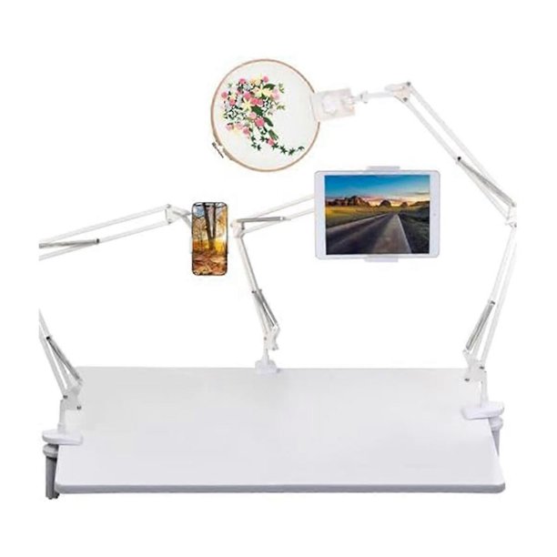 Soporte para tablet apto para instalación en escritorio con rotación de 360°, soporte para bastidor de bordado, soporte para móvil para escritorio de oficina A