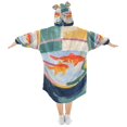 thumbnail image 2 of FORMRS Wearable Blanket Hoodie with Sleeves for Kids Cozy Flannel Sweatshirt, Goldfish Bowl, 2 of 7