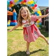 thumbnail image 4 of BemeyourBBs Kids Toddler Baby Girls Birthday Dress Outfit 1 2 3 4 Years Old Birthday Summer Clothes Puff Short Sleeve Doll Collar Front Bow Animal Cake Plaid Gingham Dress, 4 of 9