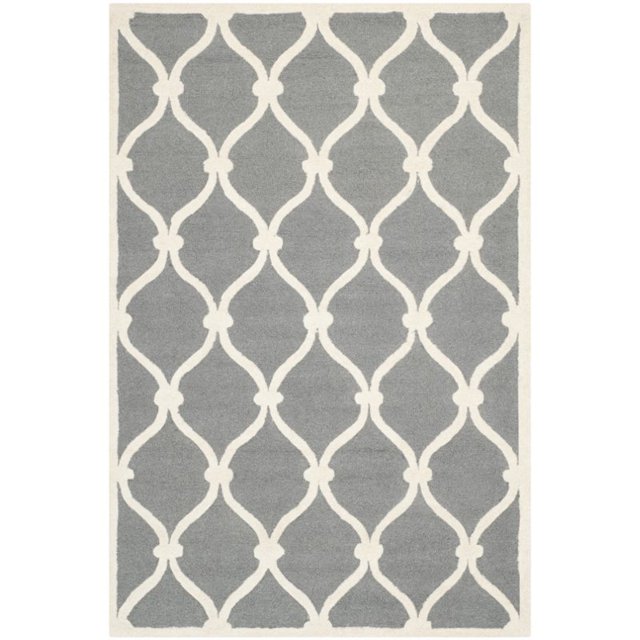 Safavieh Cambridge Collection CAM710D Handmade Moroccan Geometric Dark Grey and Ivory Premium Wool Runner (2'6" x 8')