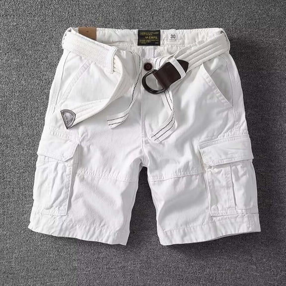Mens Cargo Shorts Multi Pockets Cotton Twill Belted Shorts Casual Durable Outdoor Hiking Shorts Summer Camping Outfits Wear