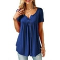 thumbnail image 5 of Sinhoon Womens Short Sleeve Round Neck Button Casual Blouse Summer T-Shirt, 5 of 5