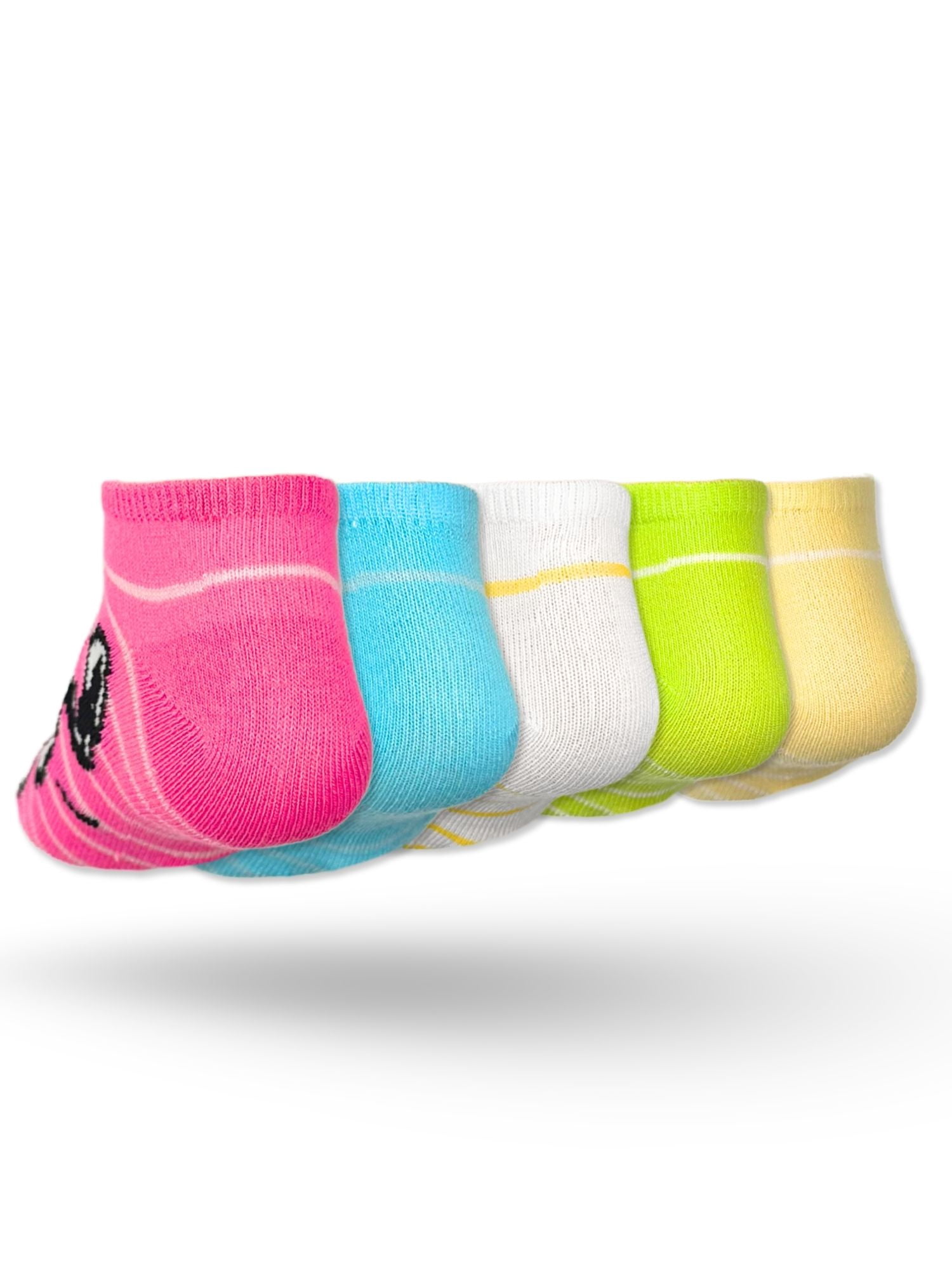 Peanuts Girls No-Show Socks, 5-Pack, Sizes S/M-M/L