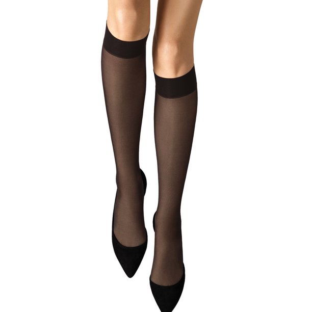 Cindy - Medias calcetín hasta la rodilla para mujer (1 par) (Negro)