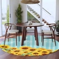 thumbnail image 3 of Round Rugs 8 Ft, Sunflower Non Slip Area Rugs for Kitchen Bedroom Entryway, Yellow Summer Botanical Blue Striped Farmhouse Washable Carpet Runner Rug Floor Mats for Bedroom Home Decor, 3 of 8
