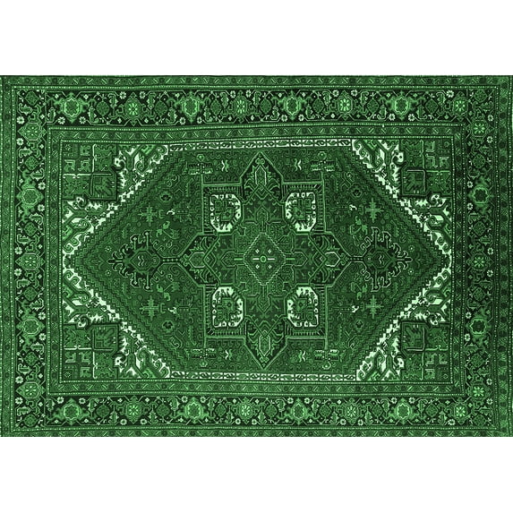 Ahgly Company Indoor Rectangle Persian Emerald Green Traditional Area Rugs, 7' x 10'