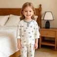 thumbnail image 2 of 2 Piece Pajama Set For Boys & Girls, Soft Viscose From Bamboo Toddler Pajamas For Kids, Family Matching Pjs,6-12 Months 12-24 Months 2t 3t 4t 5t 6t 7t 8t 9t Children(Green,110), 2 of 8