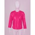 thumbnail image 3 of Kaerm Boys Girls Sparkly Sequins Metallic Long Sleeve Top T-Shirt Modern Jazz Hip Hop Stage Hot Pink 110, 3 of 7