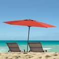 thumbnail image 3 of CorLiving 7.5ft Portable Crimson Red Fabric Beach Umbrella with Anchor & Bag, 3 of 8