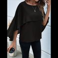 thumbnail image 4 of Sudadera Holgada de Verano con Mangas Abullonadas y Cuello Redondo de para Mujer, Informal y Elegante Negro XXL, 4 of 10