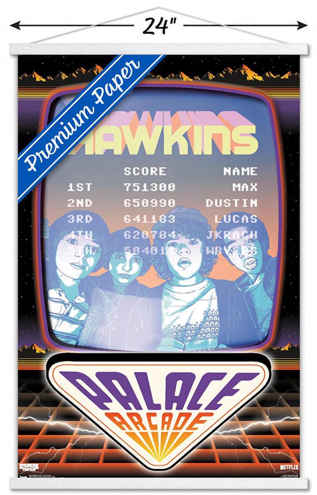 Netflix Stranger Things: Season 2 - Palace Arcade Wall Poster with Wooden Magnetic Frame, 22.375" x 34"