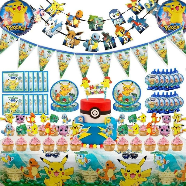Lot de 98 fournitures de fête d'anniversaire Pokémons pour enfants
