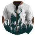 thumbnail image 4 of Telankuip Zipper up Christmas Sweatshirts for Men Fashion Xmas Graphic Print Full Zip Sweatshirt Jackets Long Sleeve Patch Stand Collar Loose Fall Winter Warm Pullover Tops Dark Green XXL, 4 of 4
