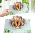 thumbnail image 2 of Mother's Day 3D Butterfly Pop-Up Greeting Card with Paper Carved Flowers, Festive Blessing Bouquet Folding Card, 2 of 9