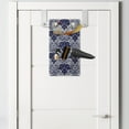 thumbnail image 2 of Oriental Hanging Pocket Organizer, Themed Repetitive Damask with Floral Motif in Diagonal Squares, Printed Polyester Storage Bag with Pockets, 9" x 16", Indigo White, 2 of 2
