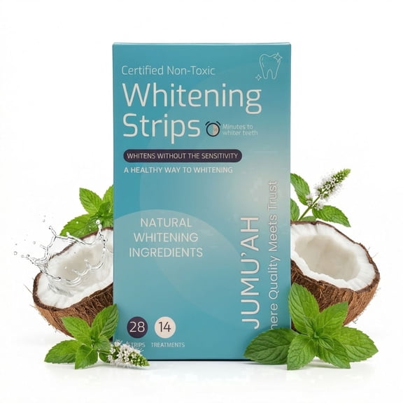 Jumu’ah Teeth Whitening Strips - 14 Treatments - 28 Strips - Enamel Safe - Certified Non-Toxic Teeth Whitening | Whitens Without Sensitivity