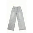 thumbnail image 4 of vigerkar Wide Leg Jeans for Women Mid Waist Baggy Stitch Decor Denim Washed Pants (Light Gray, M), 4 of 4