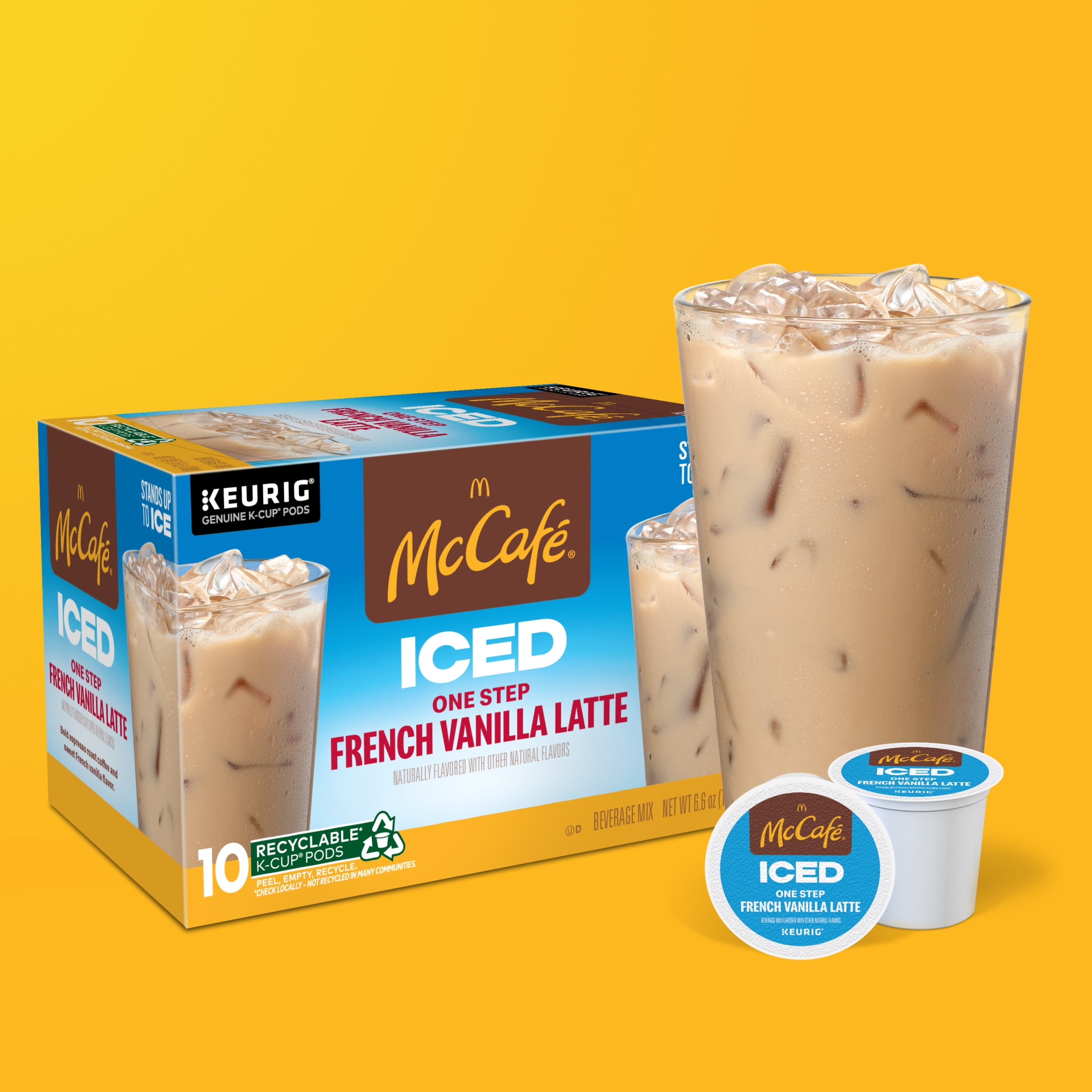 McCafe, ICED One Step French Vanilla Latte K-Cup Coffee Pods, 10 Count