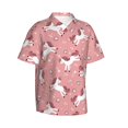 thumbnail image 2 of Hawaiian Shirt For Men, Cartoon Cute Horse Love Pink Mens Button Down Short Sleeve Shirt, Summer Beach Shirts For Men, 2 of 2