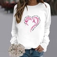 thumbnail image 2 of Jinhomg Fight Cancer Awareness T-Shirt for Women Novelty Pink Ribbon Heart Graphic Tops Fall Lightweight Long Sleeve Drop Shoulder Tees Dressy Casual Holiday Blouse Holiday Deal White M, 2 of 5