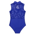 thumbnail image 4 of MSemis Kids Girls Sleeveless Flower Lace Leotard Ballerina Dance Gymnastics Outfits Blue 13-14, 4 of 5