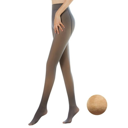 

Sofullue Women Winter Warm Fake Translucent Pantyhose Thicken Faux Fleece Lined Seamless Stockings Slimming Legs Opaque Footed Tights Leggings