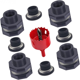 thumbnail image 1 of Kits de conectores de barril de lluvia de 9 piezas, conector de tanque de agua duradero con sierra de enchufe, kits de espiga de mamparo de jardín para piscinas, tanques de agua, parques de acuarios, 1 of 5