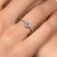 thumbnail image 4 of Gem Stone King 10K White Gold Pink Created Sapphire Clover Flower Engagement Ring for Women | 0.25 Cttw | Round 2.5MM | Gemstone September Birthstone | Size 9, 4 of 6