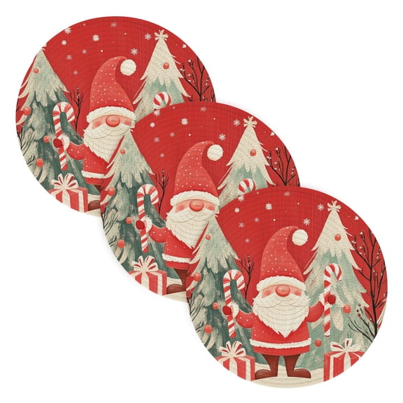 BZSMCE Mats for Pots,Pans Place Santa Claus and Christmas Tree Simple Style Pattern Pot Mats