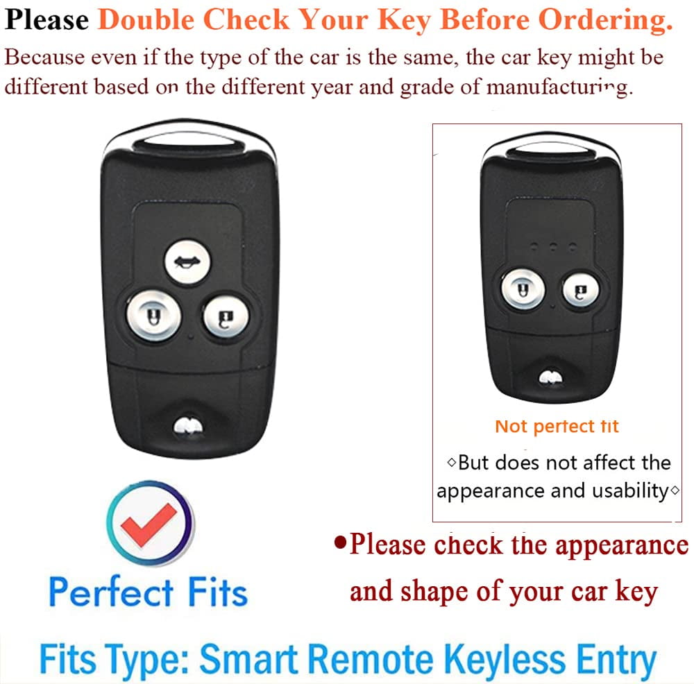 Key Fob Cover Compatible with Fit for Honda Accord 2008-2012 Civic CRV Pilot Jazz HRV Acura MDX TL TSX ZDX RSX Metal 3 Button Flip Keyless Leather Keychain Case Holder Protector