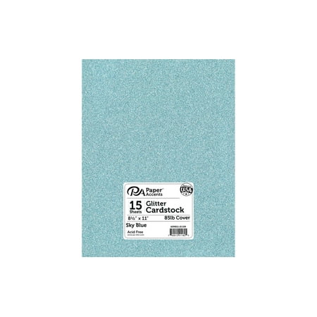 UPC: 0740512411825 | Paper Accents Glitter Cardstock 8.5 x 11  85lb 15pc Sky Blue
