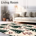 thumbnail image 2 of ODIKA 3'x5' Machine Washable Non-Slip Area Rug, Vintage Festive Pine Bathroom Nostalgic Holiday High Traffic Rug, Beige, 653169, 2 of 7
