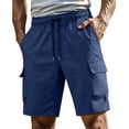 thumbnail image 2 of CCRFTGI Mens Cargo Shorts Casual Elastic Waist Work Shorts Relaxed Fit Hiking Short Pants with Multi Pockets Navy 3XL, 2 of 6