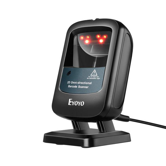 Eyoyo 2D Hands-Free Barcode Scanner, Omnidirectional USB Wired Desktop Barcode Reader 1D 2D PDF417 Data Matrix Bar Code Reader with Automatically Sca
