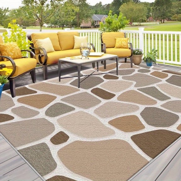 1PC Stone Pattern Area Rug Local Carpet, Lightweight Washable Easy-to-Clean Carpet Mat Festival Gift, Suitable for Living Room, Bedroom, Office, Hallway, Balcony, Room Accessones