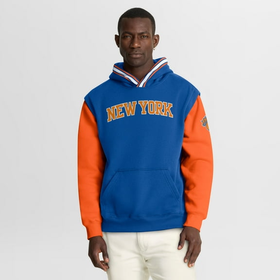 Men's Fanatics  Blue/Orange New York Knicks Half Court Shot Clock Fastbreak Hoodie