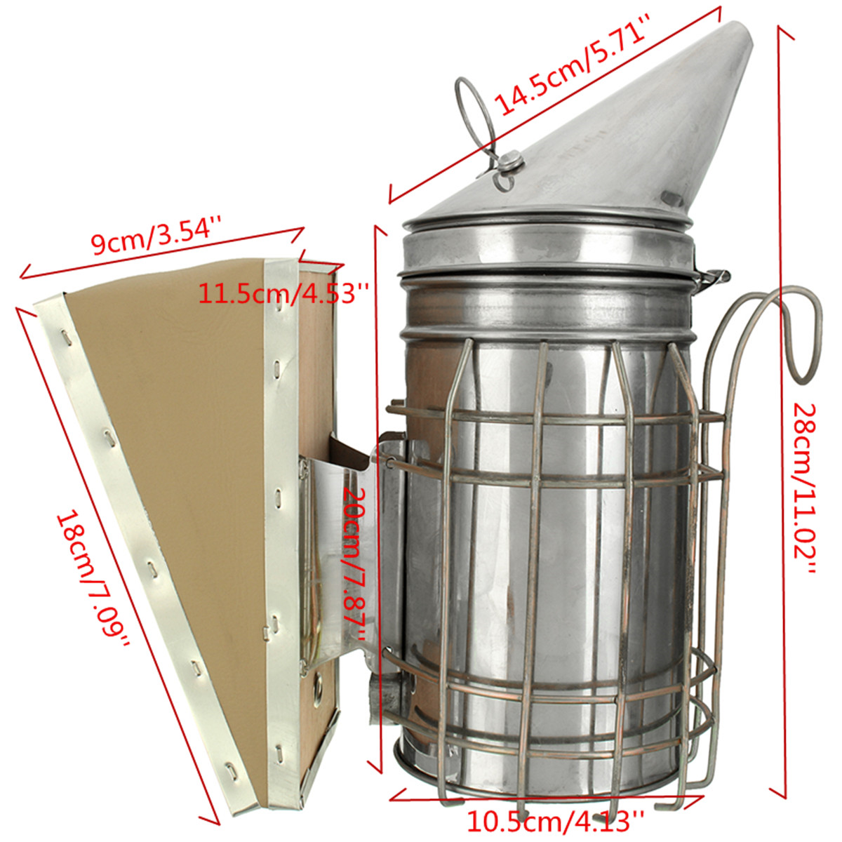Bee Hive Smoker Stainless Steel w/Heat Shield Apiary Fogger Beekeeping