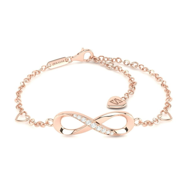 SERASAR 925 Sterling Silver Bracelet "Infinity" with 18k Gold Plating, RoseGold, Including Gift box