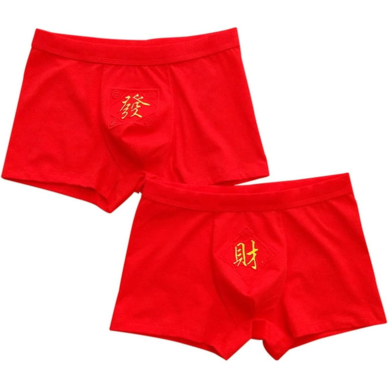 CoCopeaunt Men Chinese New Year Lucky Red Fu Underwear Rabbit Year Spring  Festival Boxer Briefs Soft Panties Trunks