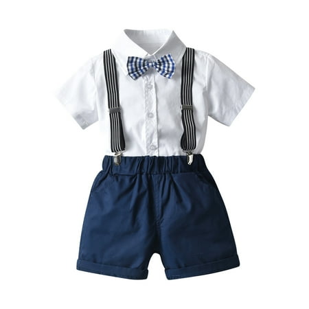 

Tagold Fall Savings Clearance Kids Winter Jumpsuits Romper Boys Gentlemen s Clothing Summer Short Sleeve Top Bib Shorts Tie Four-piece Set