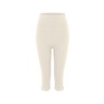 thumbnail image 5 of Women's High Waist Side Slit Capri Leggings, Butt Lifting Tight Fit Yoga Pants with Slimming Effect, Stretchy Workout Crop Tights for Running Fitness Gym Daily Wear Beige L, 5 of 5