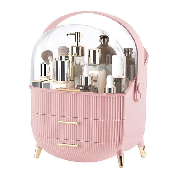 Make up Organizers and Storage, Makeup Organizer for Vanity, Cosmetics Skincare Organizers with Lid and Drawers, Cosmetic Display Cases for Countertop, Bathroom, Ideal Gifts for Women(Pink)