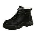 thumbnail image 6 of Women's Chunky Winter Combat Boots Fashion Casual Lace up Fleece Lining Non Slip Walking Snow Ankle Booties Black Size 9, 6 of 7