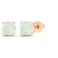 thumbnail image 2 of Decadence Solid 14K Yellow Gold 6mm Round Natural Opal October Birthstone Screwback Stud Earrings, 2 of 5